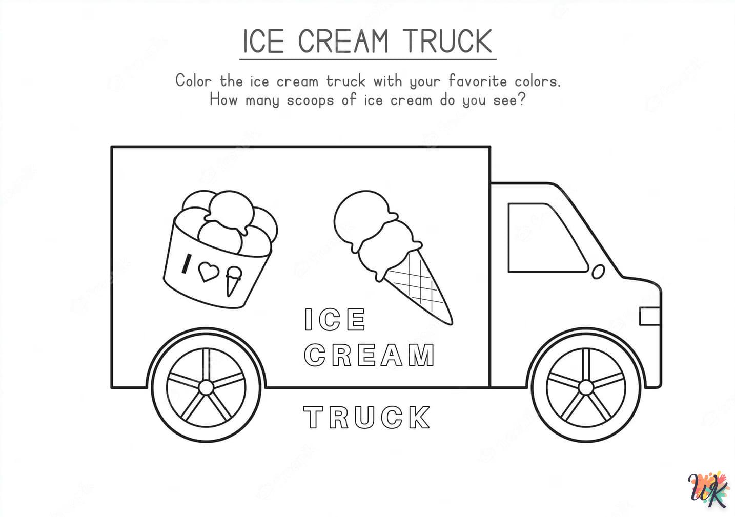 Dibujos para Colorear Camión de helados 19