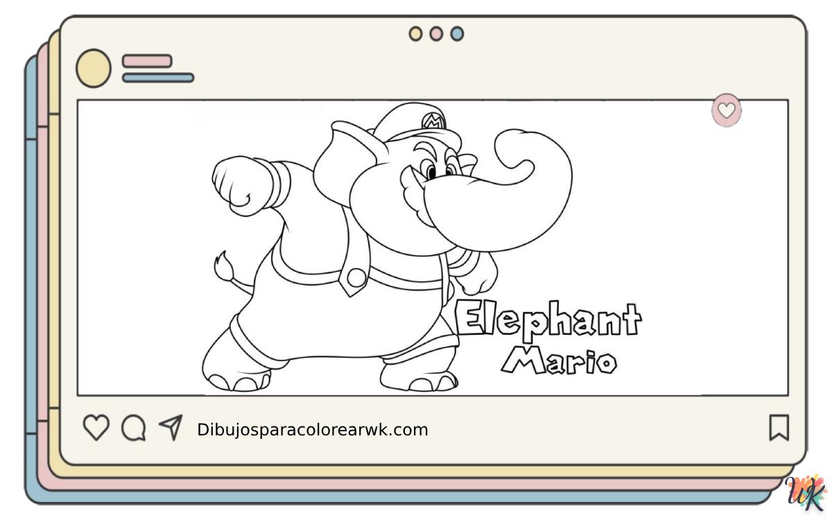 10 Dibujos Para Colorear Elephant Mario