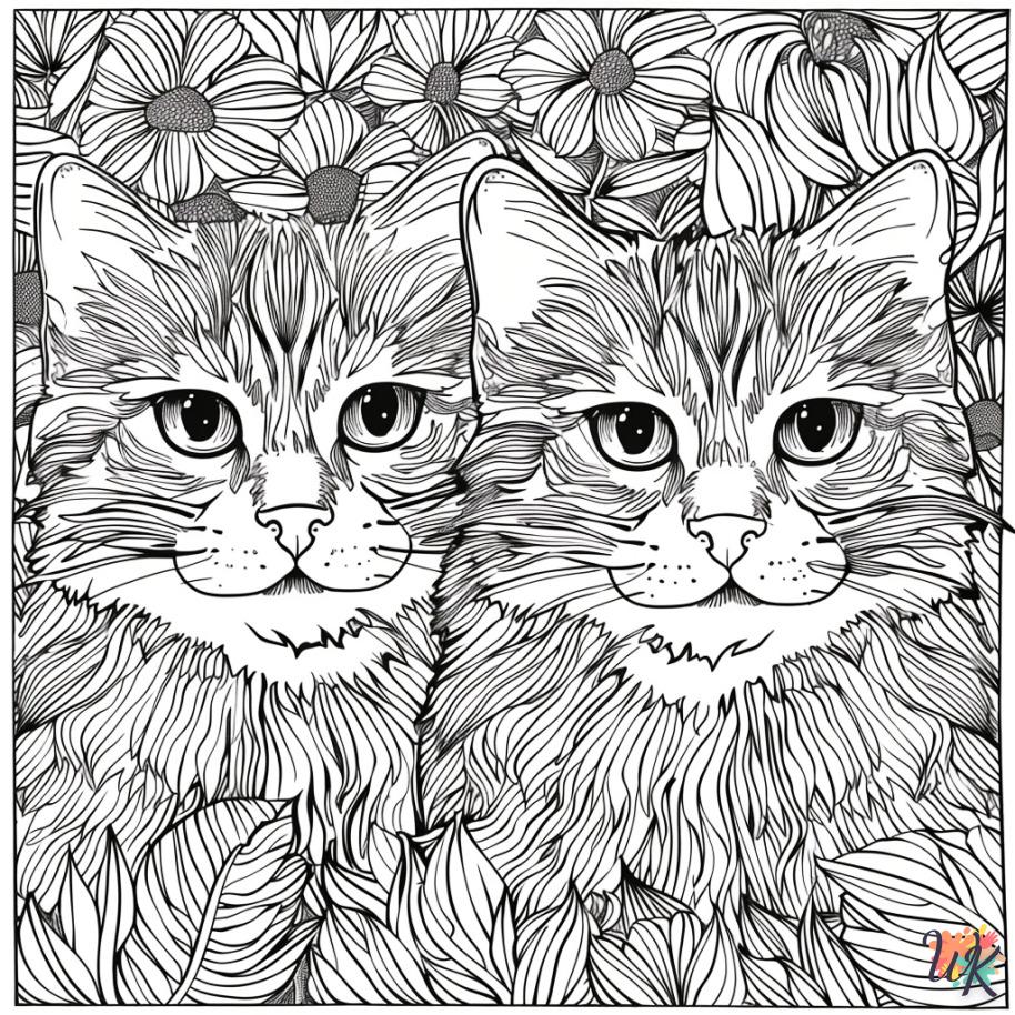 Dibujos para Colorear Gatitos 17