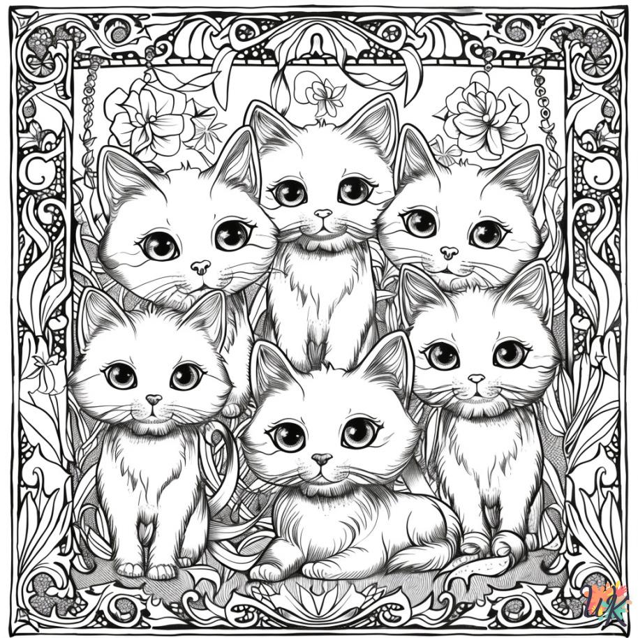Dibujos para Colorear Gatitos 19